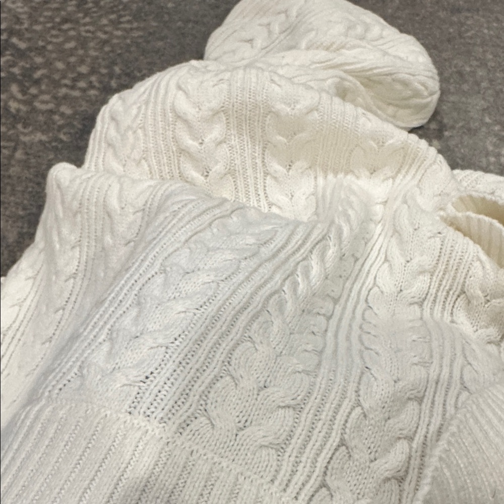 BOBOYYOYO OFF WHITE CABLE KNIT HOODIE CAPE KIDS L - Picture 9 of 10